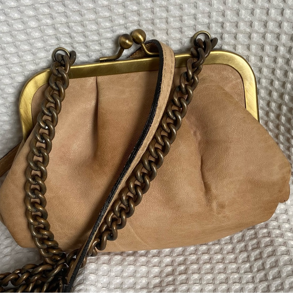 Maxon Collection Italian pink purse with brass Chain and Frame Closure
